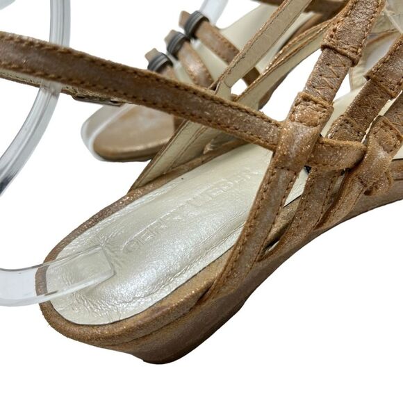 GERRY WEBER Genuine Leather Bronze Sandals Wedges Slingback Beige Shoes 37 / 6.5 - Picture 13 of 16